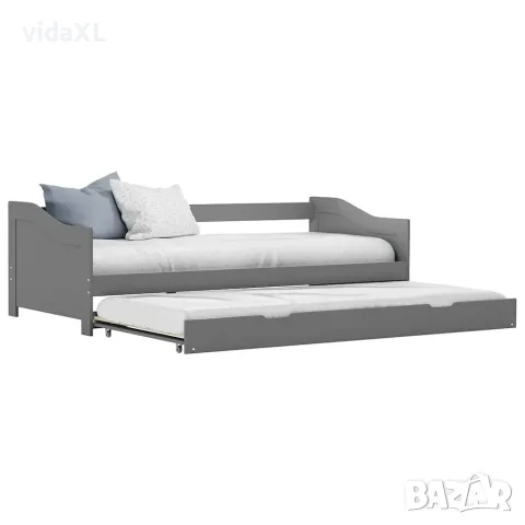 vidaXL Рамка за легло разтегателен диван сива борово дърво 90x200 см(SKU: 283151), снимка 2 - Спални и легла - 55968696