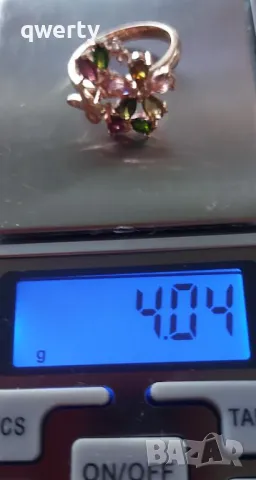 сребърен пръстен с турмалини и бял топаз, снимка 3 - Пръстени - 47581454