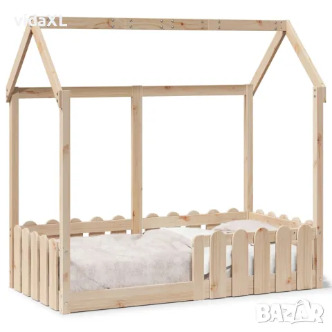 vidaXL Рамка за детско легло къща, 70x140 см, масивна борова дървесина