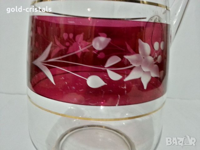 Ретро стъклена кана , снимка 2 - Антикварни и старинни предмети - 34262353