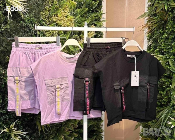 Комплекти дамски в черно и лилаво 