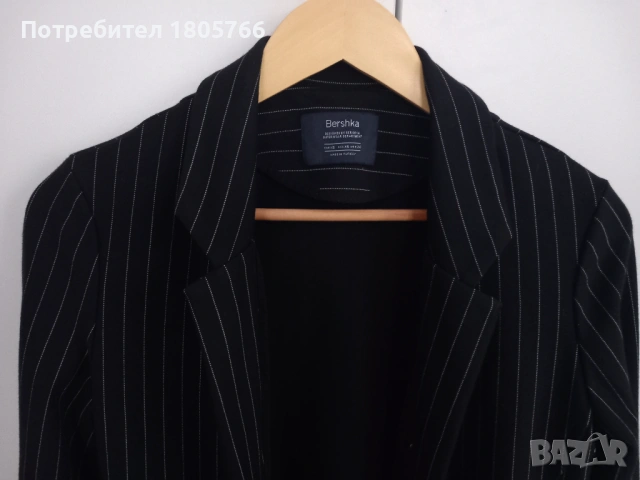 Дамско черно сако райе овърсайз, снимка 3 - Сака - 53524293