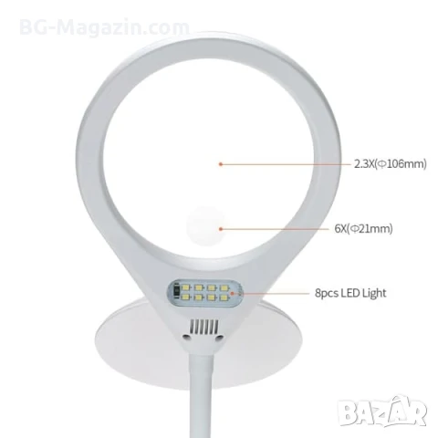 Професионална настолна увеличителна лед лупа за шиене на гоблени четене бродиране с LED осветление, снимка 6 - Други инструменти - 50920972