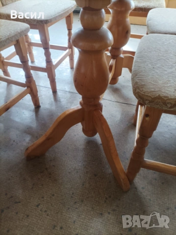 Трапезна разтегателна  маса + 6 стола, снимка 4 - Маси - 53690857