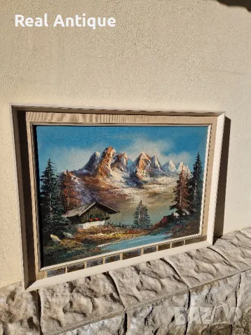 Уникална изключително красива антикварна авторска картина масло върху платно , снимка 6 - Картини - 48555363