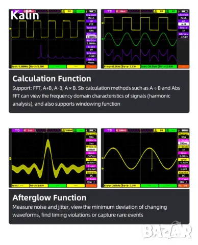 Alientek DS100 50Mhz 250M 3.5IPS Двуканален осцилоскоп с генератор, снимка 5 - Друга електроника - 49741288