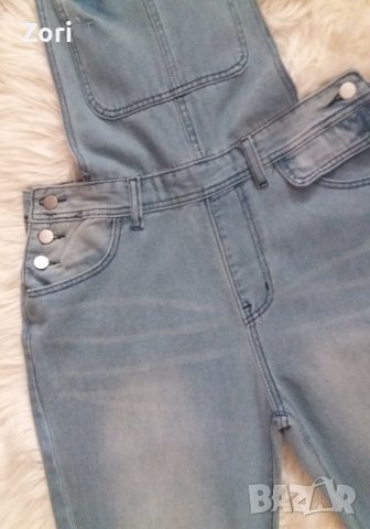 Гащеризон в светъл деним с накъсан ефект, снимка 4 - Гащеризони - 41966686