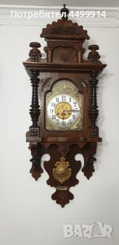 Старинен дървен стенен часовник Junghans