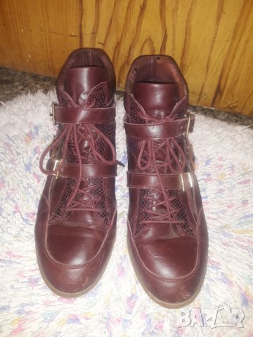 Винено черено-лилави кецове / обувки от естествена кожа 41, снимка 3 - Кецове - 34591462