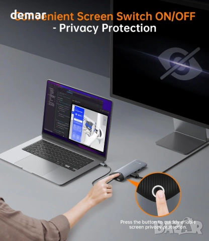 Докинг станция NOVOO USB C 15 в 1, 2 HDMI 4K@60Hz, USB-C/A 10Gbps, VGA, SD/TF четец, RJ 45, снимка 3 - Кабели и адаптери - 53411201