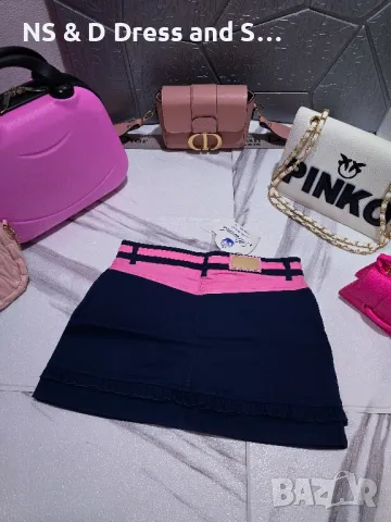 Дамска къса пола в тъмно синьо и розово, снимка 6 - Поли - 38160687