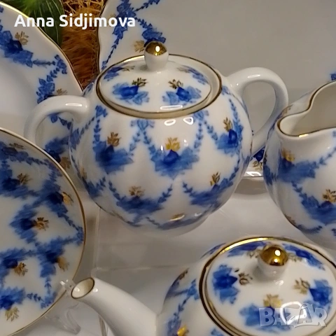 Руски порцелан ЛФЗ сервиз за чай , снимка 7 - Сервизи - 53087326