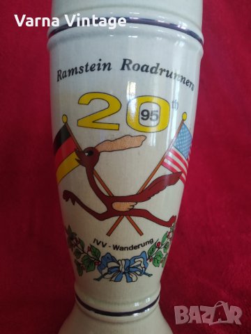 РАЗПРОДАЖБА! Колекционерска бира чаша Ramstein Roadrunners 1995. Германия.(ПУКНАТИНИ), снимка 3 - Чаши - 40974589