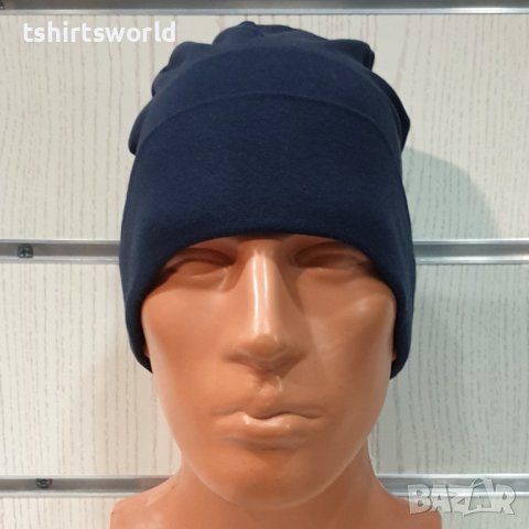 Нова зимна шапка с подгъв в цвят индиго, снимка 6 - Шапки - 39325511