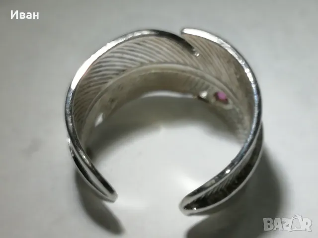 Сребърен пръстен с Гранат , снимка 3 - Пръстени - 48285529