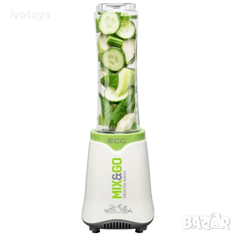 Блендер ECG SM 3510 Mix&Go, 350W, 600ml, Бял/Зелен, снимка 2 - Блендери - 41632834