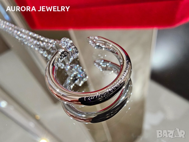 CARTIER Nail Juste un Clou Silver Diamonds Pendant Дамско Колие Пирон, снимка 4 - Колиета, медальони, синджири - 52818816