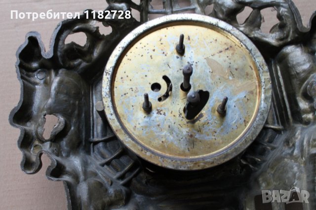 СТАР бронзов каминен часовник -механичен, снимка 4 - Антикварни и старинни предмети - 40479991