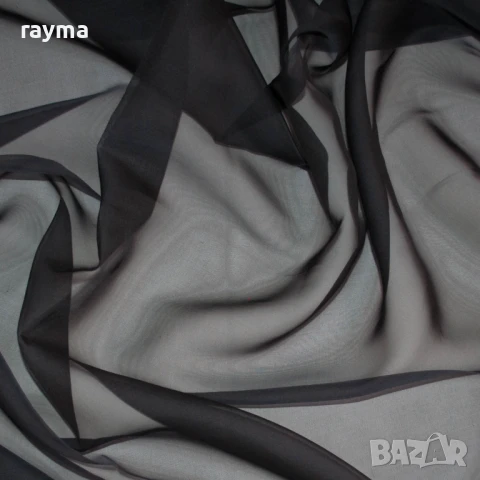 Плат Италиански черен копринен шифон, снимка 3 - Рокли - 51136945