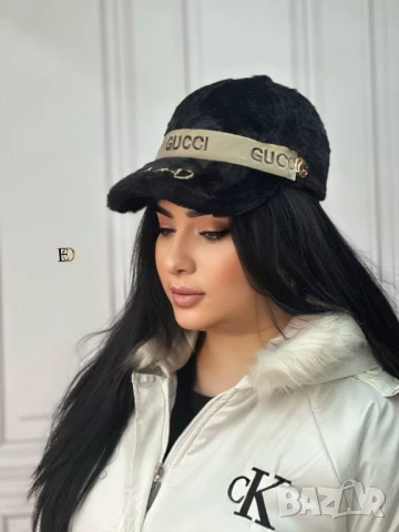 Пухена шапка с козирка gucci, снимка 7 - Шапки - 51427031