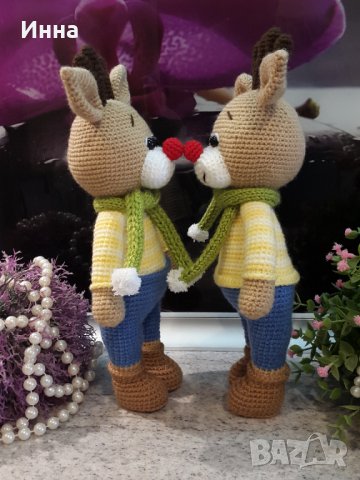 Подарък за Коледа. Елен /Комет/, Ръчно изработена, Плетена играчка, снимка 2 - Плюшени играчки - 42628200