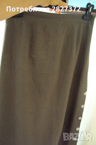 Продавам ленена пола в зелено дълга до прасеца , снимка 3 - Поли - 36083569