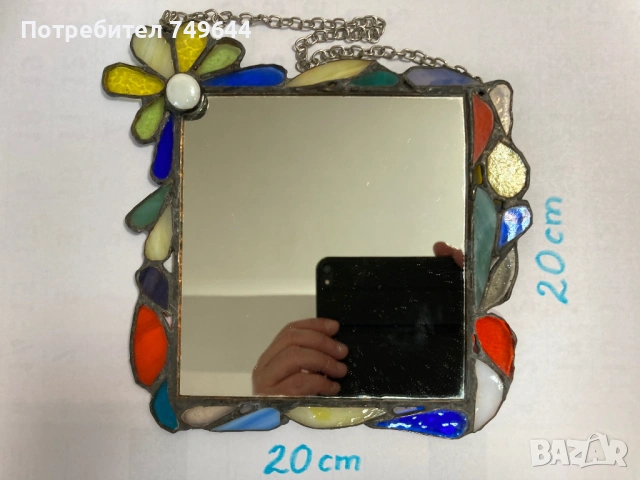 Огледало с витражна рамка., снимка 4 - Декорация за дома - 53391519