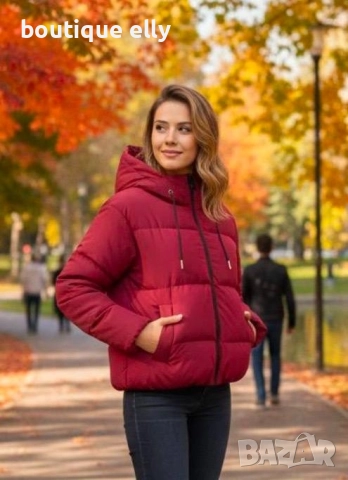 дамско зимно яке- черно и бордо, снимка 2 - Якета - 52256485