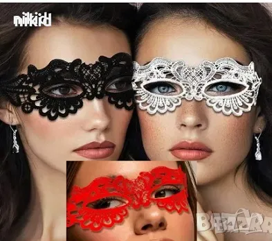20 домино черна бяла червена маска дантела за лице очи маскарад парти бал