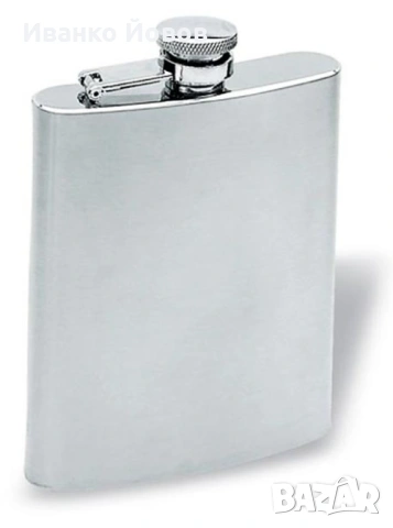 Бутилка / фласка / манерка / HIP FLASK за алкохол, плоска, джобна, патрон, стоманена, 6 €