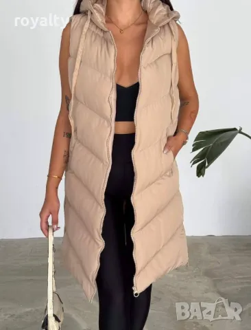 Дълъг дамски елек със силиконова вата Различни цветове , снимка 12 - Елеци - 49269295