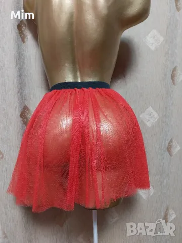 BOLAND M/L Ярко червена къса пола / мрежа, снимка 5 - Поли - 48888596