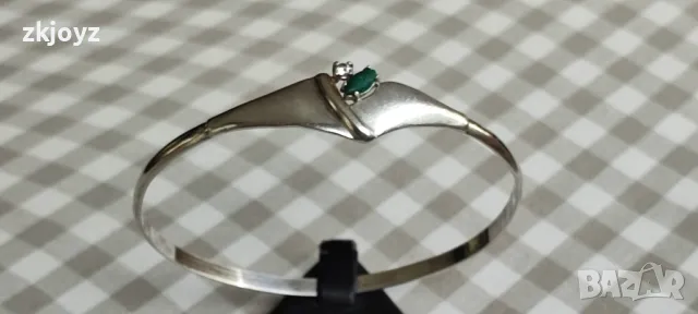 СРЕБЪРНА ГРИВНА с ХРИЗОПРАЗ И ЦИРКОН 8.60 ГРАМА/ ПРОБА 925 → Обява 47621230, снимка 6 - Гривни - 47621893