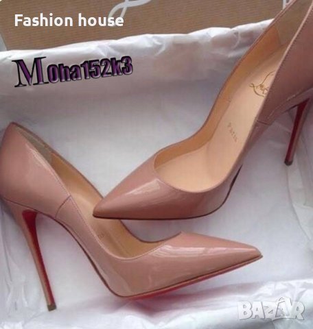 Бежови лачени обувки