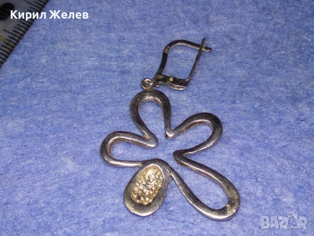 ШАРМАНТНА СРЕБЪРНА ВИНТИДЖ АРТ ОБЕЦА СРЕБРО 925 с БЯЛА ПОЗЛАТА и АНГЛИЙСКО ЗАКОПЧАВАНЕ 43226, снимка 14 - Обеци - 44707709