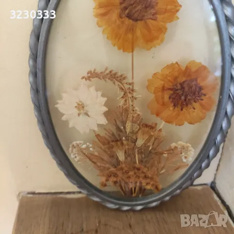 Пано за стена от калай и цветя, снимка 2 - Изкуствени цветя - 49706159