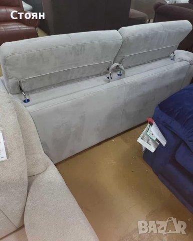 Сив диван от плат тройка с функция сън, снимка 4 - Дивани и мека мебел - 41450820