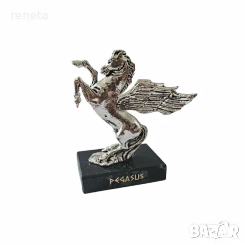 Статуетка Пегас, Метална, Мраморна основа, Сребрист, 9х5 см, снимка 1