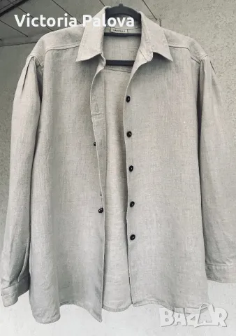 Дамска риза от груб лен, снимка 3 - Ризи - 48319497