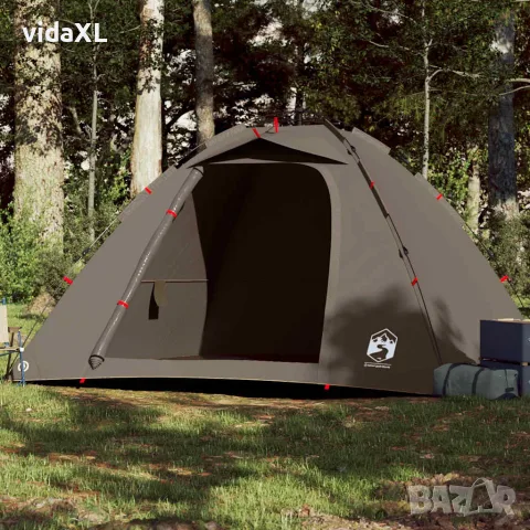 vidaXL Риболовна палатка 4-местна кафява бързо освобождаване, снимка 2 - Палатки - 56147406