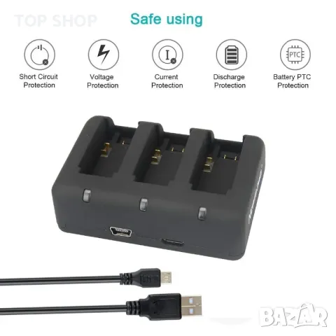 Комплект 2 бр. Резервни батерии Newmowa 1200mAh+бързо 3-канално зарядно>Gopro AHDBT/AHBBP-401/He, снимка 3 - Батерии, зарядни - 49308524