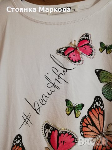 Нова дамска тениска с пеперуди, снимка 1