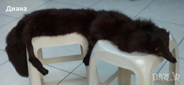 Кожена яка от кафява лисица, снимка 3 - Шалове - 39280116