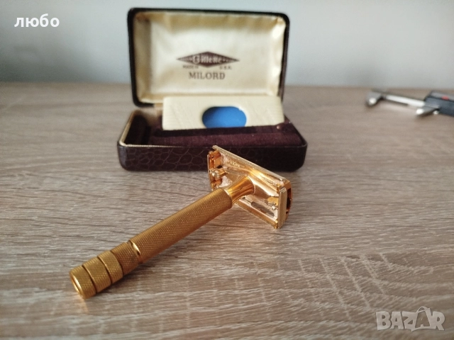 Самобръсначка GILLETE MILORD U.S.A във Златно Покритие Чисто Нова не Употребявана, снимка 6 - Колекции - 52357113