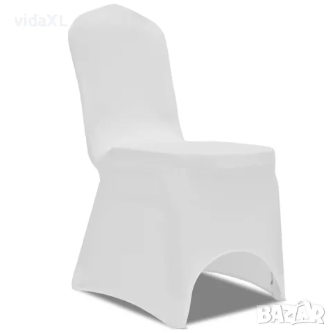 vidaXL Покривни калъфи за столове, 100 бр, еластични, бели, снимка 1 - Покривки за маси - 56146403