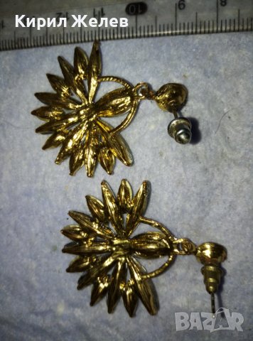 ЧИФТ СТАРИ ВИНТИДЖ АРТ ПОЗЛАТЕНИ КРИСТАЛИ ФЛОРАЛНИ ОБЕЦИ 28531, снимка 11 - Обеци - 42056043