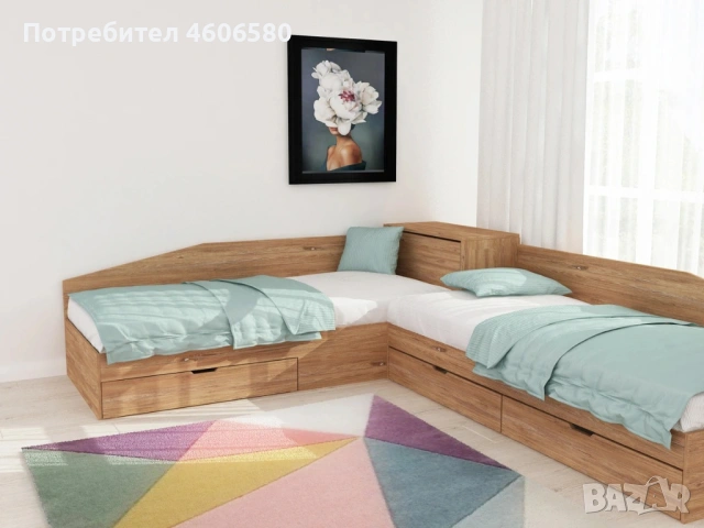 „Ъглово легло с чекмеджета 82/190 – ракла, детско легло“