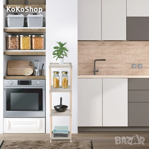 Етажерка с четири рафта 25x26x100 см, за кухня, баня, снимка 2 - Етажерки - 53861634