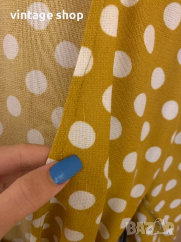 Рокля YAS  с десен точки в цввят горчица, размер M/L, снимка 14 - Рокли - 53811948