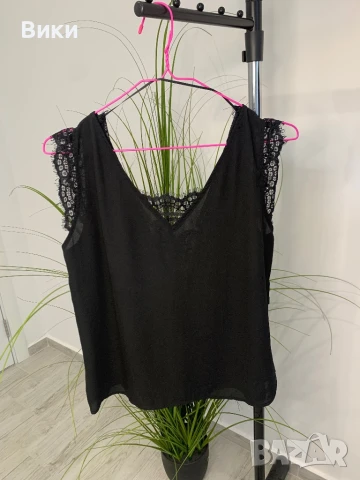 Черен топ с дантела размер S, снимка 6 - Корсети, бюстиета, топове - 51258268